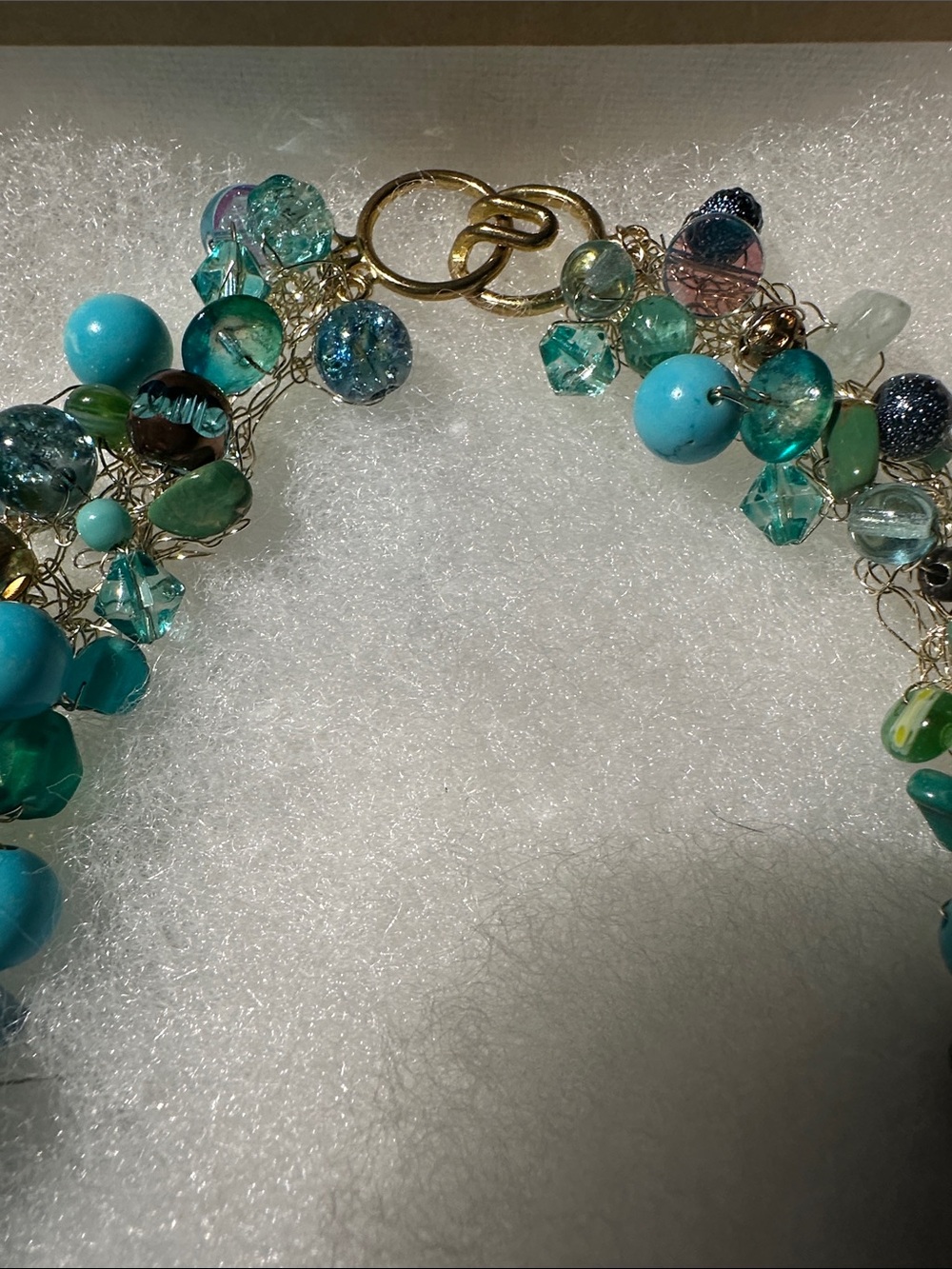 Turquoise Multi-Bead Statement Necklace - Women Jewelry - Picture 4 of 5